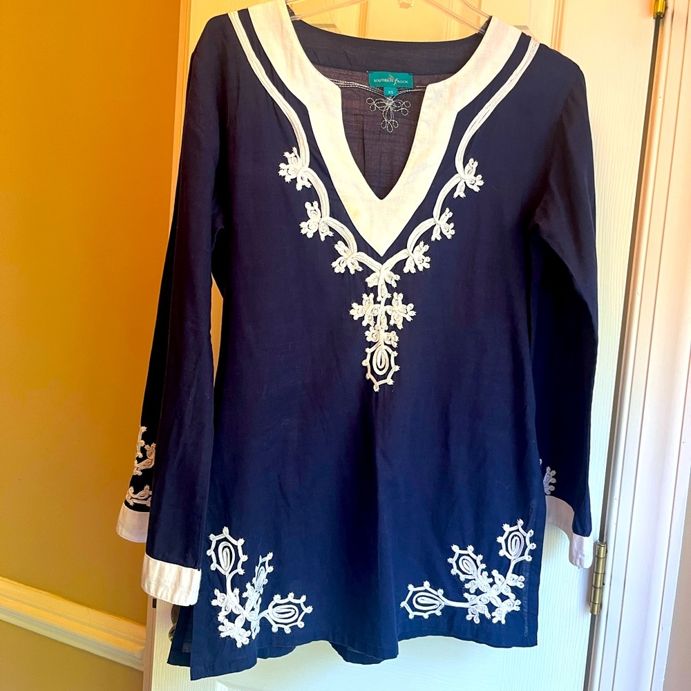 Southern Frock tunic top dress xs navy cotton